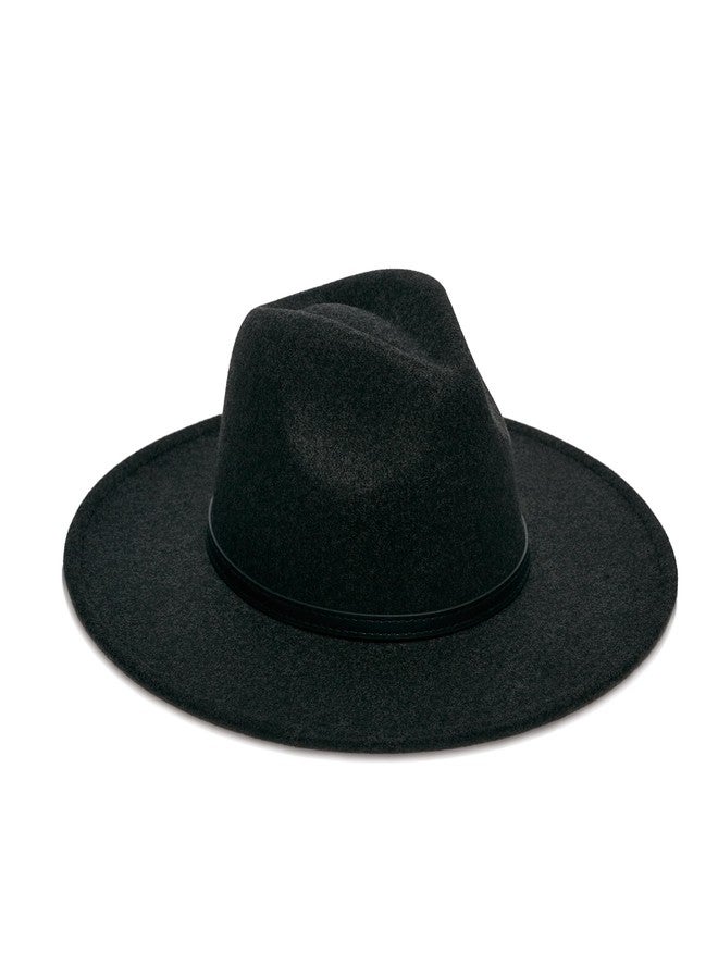 YOUBADU Wide Brim Fedora Hat for Women, Faux Wool Felt, Animal Print Band, Classic Western Style (US, Alpha, One Size, Medium, Black Braid) - Image 3